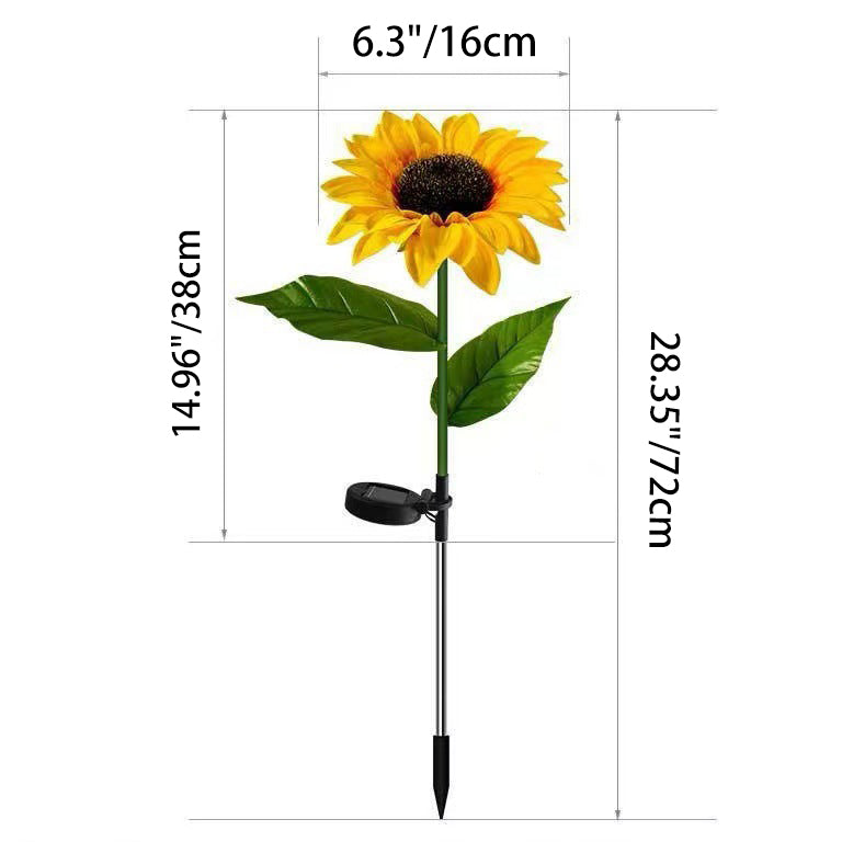 Zeitgenössische kreative solarbetriebene wasserdichte Sonnenblume Seide ABS Edelstahl LED Außenlicht für Garten | Karnz
