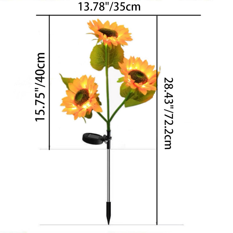 Zeitgenössische kreative solarbetriebene wasserdichte Sonnenblume Seide ABS Edelstahl LED Außenlicht für Garten | Karnz