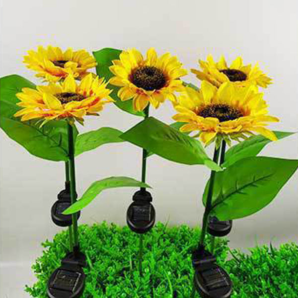 Zeitgenössische kreative solarbetriebene wasserdichte Sonnenblume Seide ABS Edelstahl LED Außenlicht für Garten | Karnz