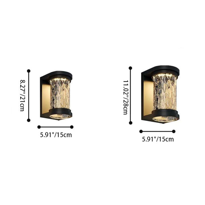 Moderne Luxus Waterproof Zylinder Edelstahl Kristall LED Wandleuchte Lampe für Außenpatio | Karnz