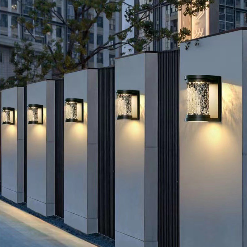 Moderne Luxus Waterproof Zylinder Edelstahl Kristall LED Wandleuchte Lampe für Außenpatio | Karnz