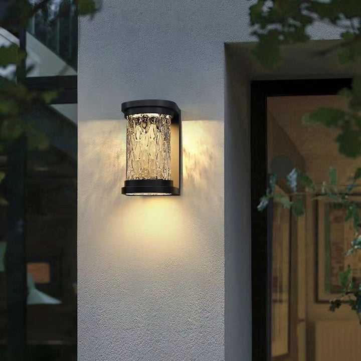 Moderne Luxus Waterproof Zylinder Edelstahl Kristall LED Wandleuchte Lampe für Außenpatio | Karnz