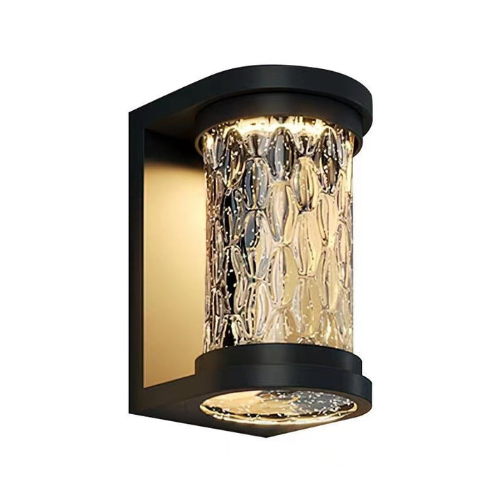 Moderne Luxus Waterproof Zylinder Edelstahl Kristall LED Wandleuchte Lampe für Außenpatio | Karnz