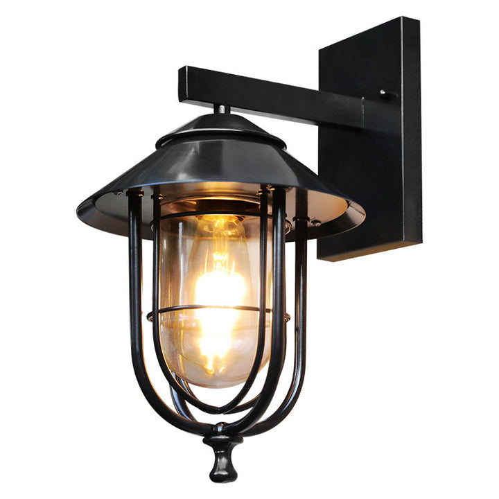 Traditionelle Vintage Vogelkäfig Eisen Glas 1-Licht Wandleuchte Lampe Für Außenpatio | Karnz