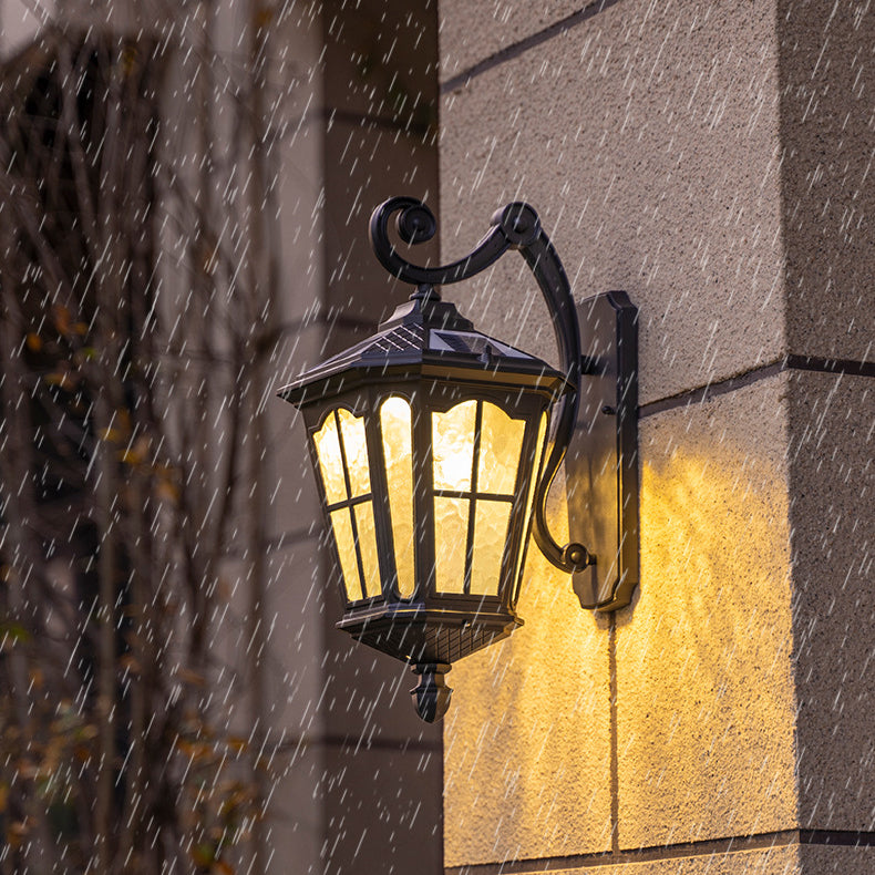 Traditionelle europäische Laterne Wasserdicht Aluminium Glas 1-Licht Wand sconce Lampe Für Außen patio | Karnz