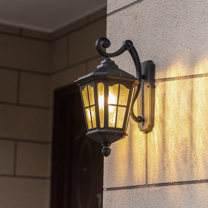 Traditionelle europäische Laterne Wasserdicht Aluminium Glas 1-Licht Wand sconce Lampe Für Außen patio | Karnz