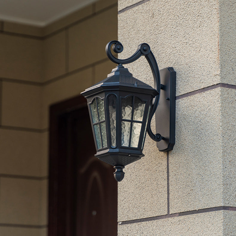 Traditionelle europäische Laterne Wasserdicht Aluminium Glas 1-Licht Wand sconce Lampe Für Außen patio | Karnz