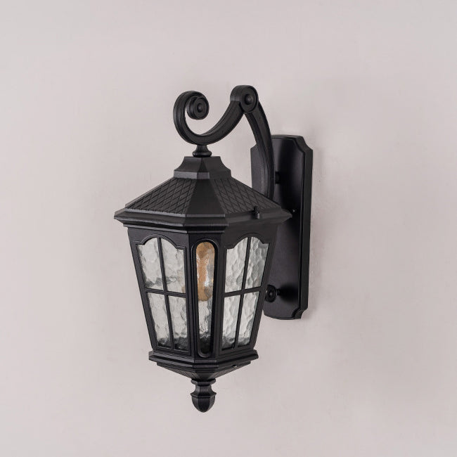 Traditionelle europäische Laterne Wasserdicht Aluminium Glas 1-Licht Wand sconce Lampe Für Außen patio | Karnz