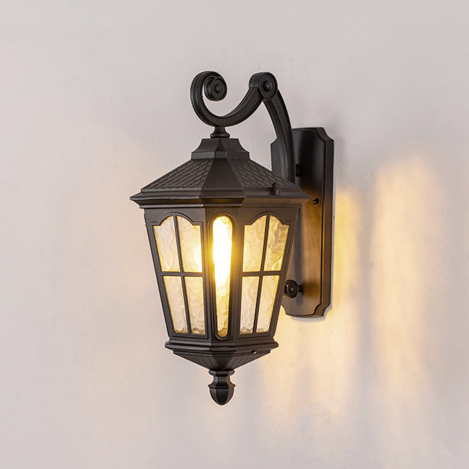 Traditionelle europäische Laterne Wasserdicht Aluminium Glas 1-Licht Wand sconce Lampe Für Außen patio | Karnz