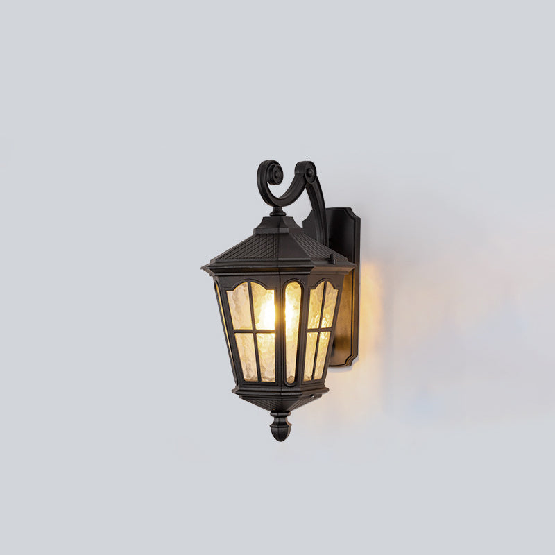Traditionelle europäische Laterne Wasserdicht Aluminium Glas 1-Licht Wand sconce Lampe Für Außen patio | Karnz