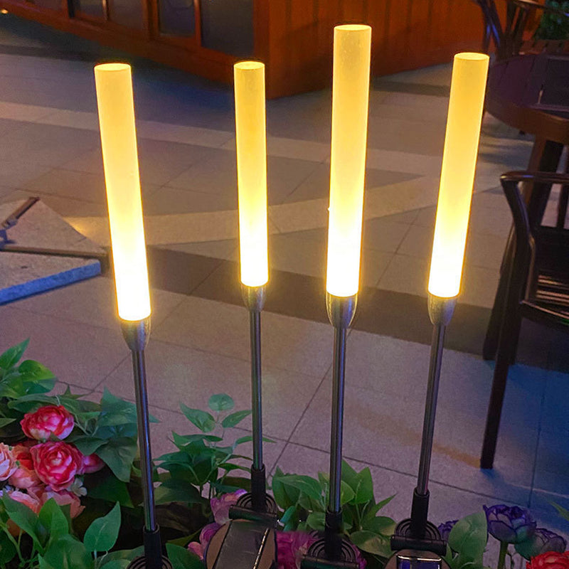 Wasserdichte Solar-Zylinderleuchte aus Acryl, Aluminium, Edelstahl und ABS mit LED-Beleuchtung für den Außenbereich und die Gartengestaltung