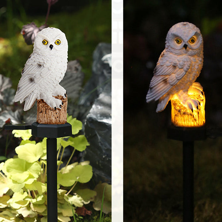 Moderne Art Deco Wasserdicht Solar Harz PP Eule LED Landschaft Beleuchtung Außenlicht Für Außenpatio | Karnz