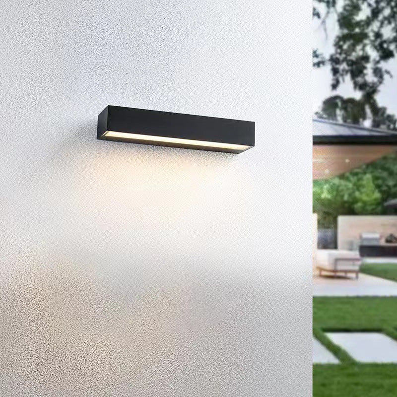 Rechteckige, wasserdichte LED-Wandleuchte aus Aluminium für den Garten
