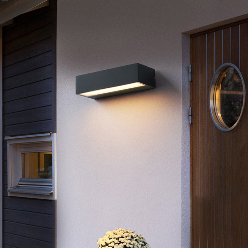 Rechteckige, wasserdichte LED-Wandleuchte aus Aluminium für den Garten