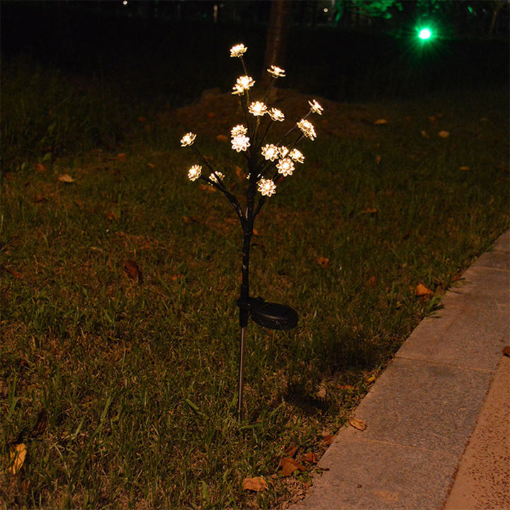 Moderne Art Deco Kirschblüte Lotus Kunststoff LED Outdoor Erdstecker Licht für Garten | Karnz