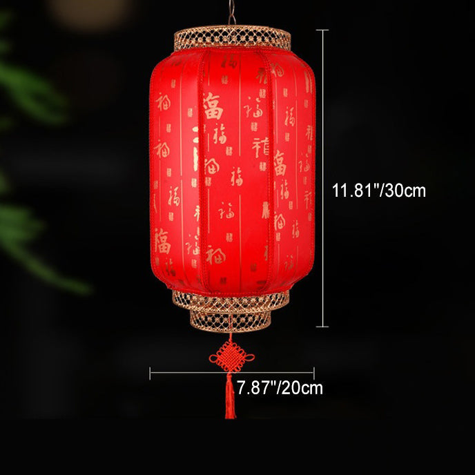 Traditionelle chinesische Laterne Solar PVC Eisen LED Pendelleuchte Außenleuchte für Außenpatio | Karnz
