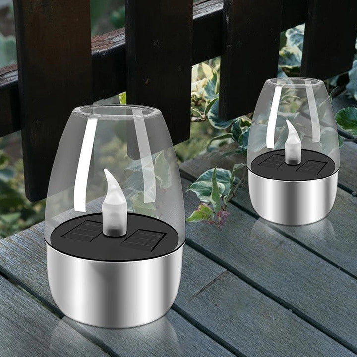 Moderner minimalistischer Kerzenrunde PC Edelstahl LED Außenlicht für den Garten | Karnz