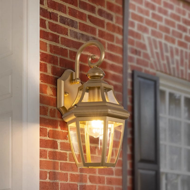 Zeitgenössische nordische runde Gericht wasserdichte Glas-Hardware 1-Licht Wandleuchte Lampe für Außenpatio | Karnz
