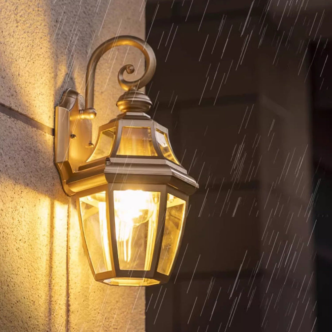Zeitgenössische nordische runde Gericht wasserdichte Glas-Hardware 1-Licht Wandleuchte Lampe für Außenpatio | Karnz