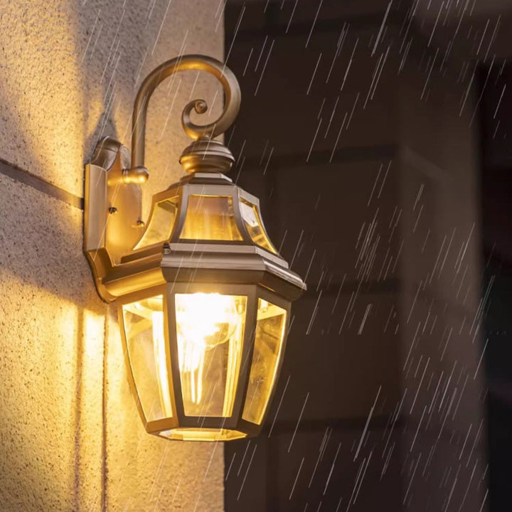 Zeitgenössische nordische runde Gericht wasserdichte Glas-Hardware 1-Licht Wandleuchte Lampe für Außenpatio | Karnz