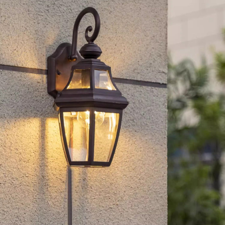 Zeitgenössische nordische runde Gericht wasserdichte Glas-Hardware 1-Licht Wandleuchte Lampe für Außenpatio | Karnz