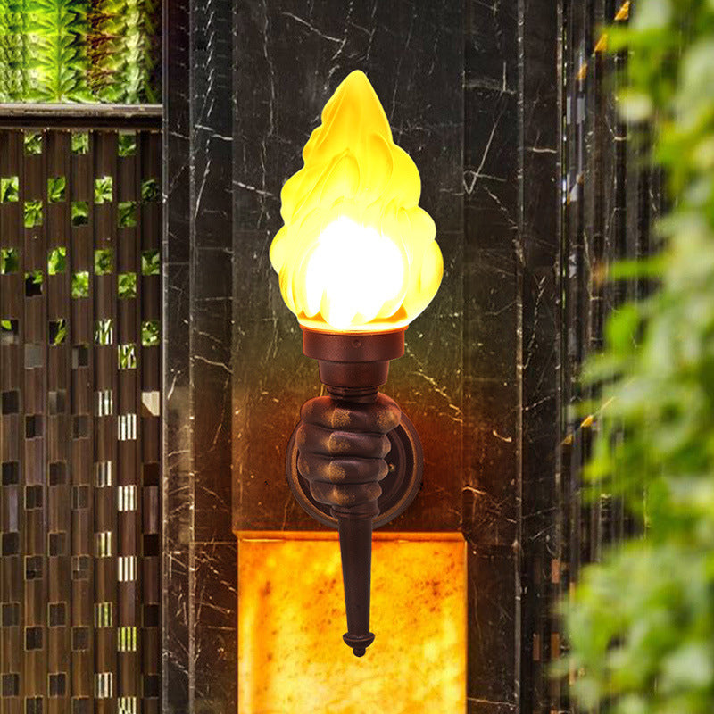 Traditionelle Vintage Fackelträgerform Glas Aluminium 1-Licht Wandlampe Für Außenbereich Patio | Karnz