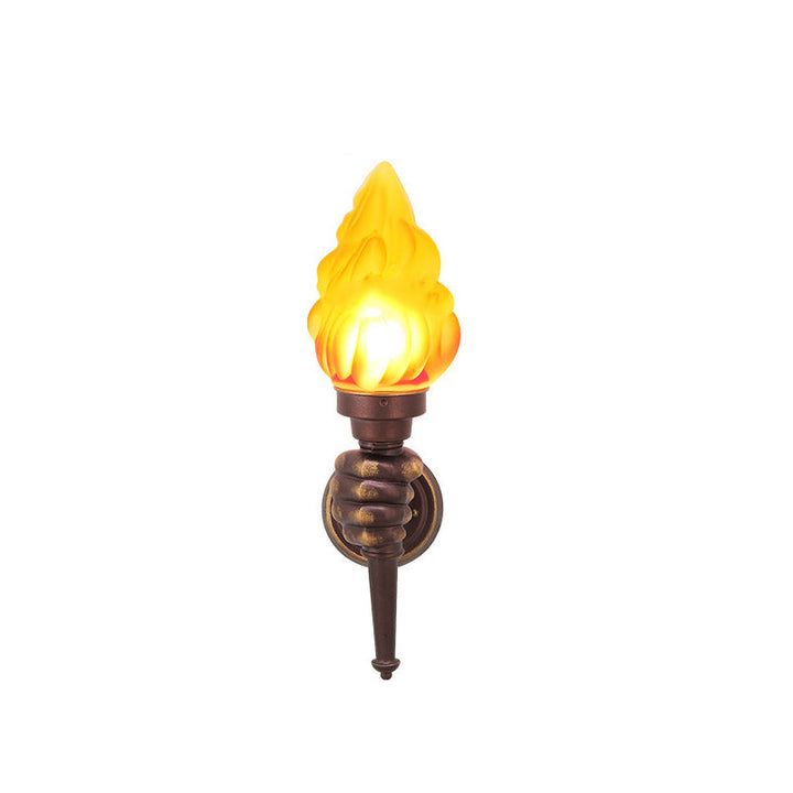 Traditionelle Vintage Fackelträgerform Glas Aluminium 1-Licht Wandlampe Für Außenbereich Patio | Karnz