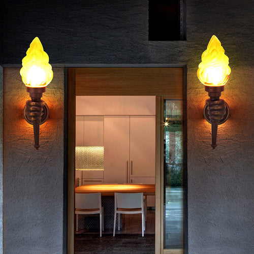 Traditionelle Vintage Fackelträgerform Glas Aluminium 1-Licht Wandlampe Für Außenbereich Patio | Karnz