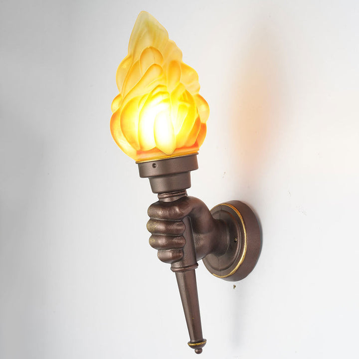 Traditionelle Vintage Fackelträgerform Glas Aluminium 1-Licht Wandlampe Für Außenbereich Patio | Karnz