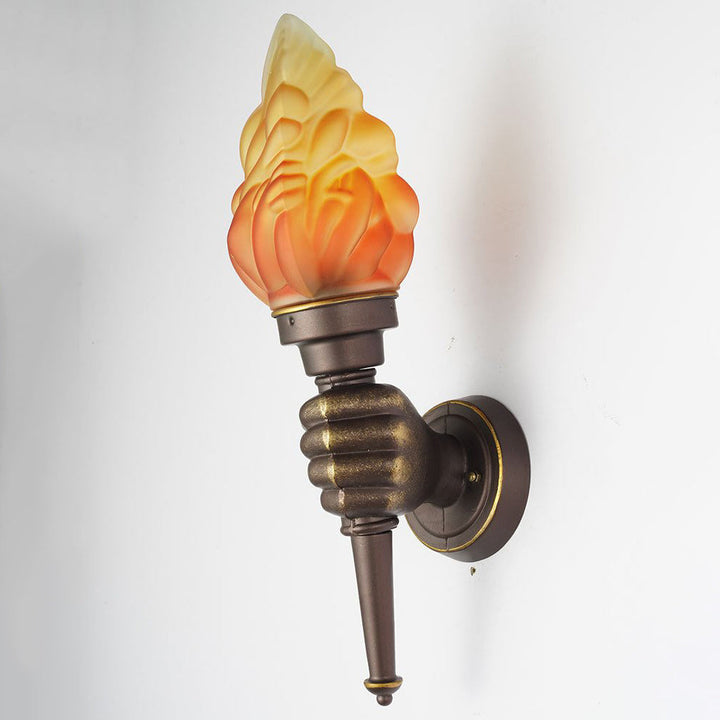 Traditionelle Vintage Fackelträgerform Glas Aluminium 1-Licht Wandlampe Für Außenbereich Patio | Karnz