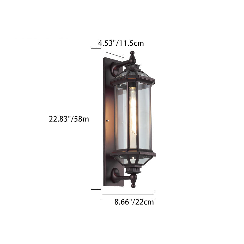 Traditionelle Vintage Achtkantige Quadratische Wasserdichte Glas Aluminium 1-Licht Wand Scone Lampe Für Außenpatio | Karnz