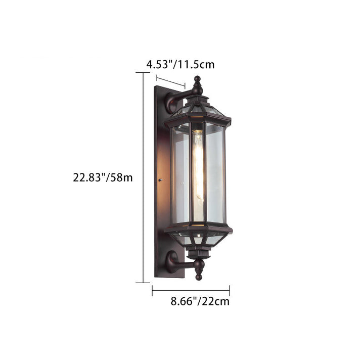 Traditionelle Vintage Achtkantige Quadratische Wasserdichte Glas Aluminium 1-Licht Wand Scone Lampe Für Außenpatio | Karnz