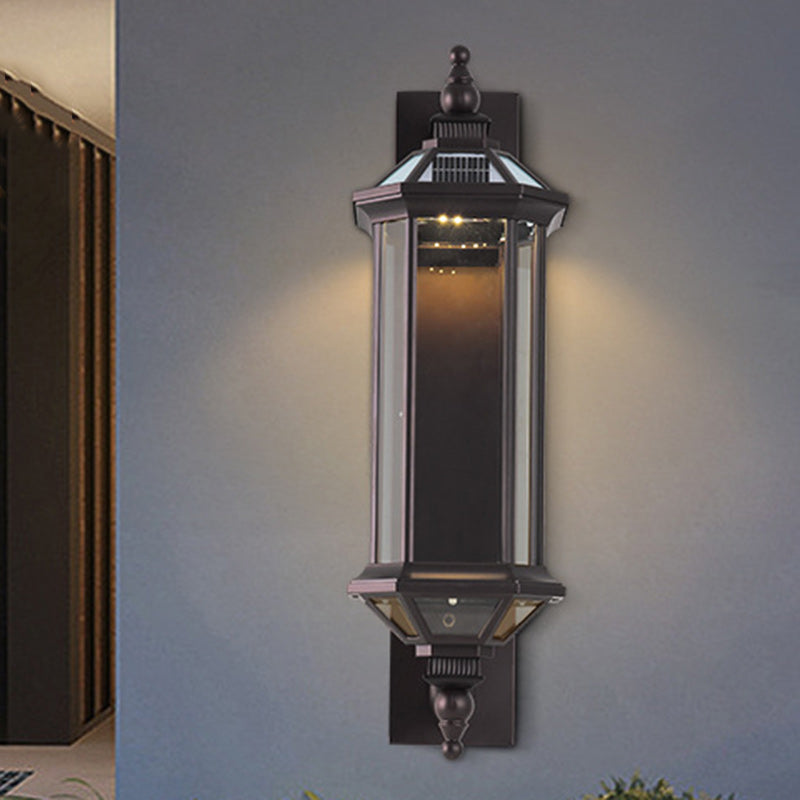 Traditionelle Vintage Achtkantige Quadratische Wasserdichte Glas Aluminium 1-Licht Wand Scone Lampe Für Außenpatio | Karnz