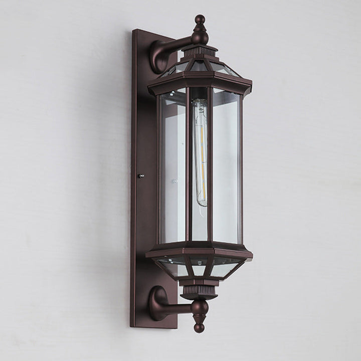 Traditionelle Vintage Achtkantige Quadratische Wasserdichte Glas Aluminium 1-Licht Wand Scone Lampe Für Außenpatio | Karnz