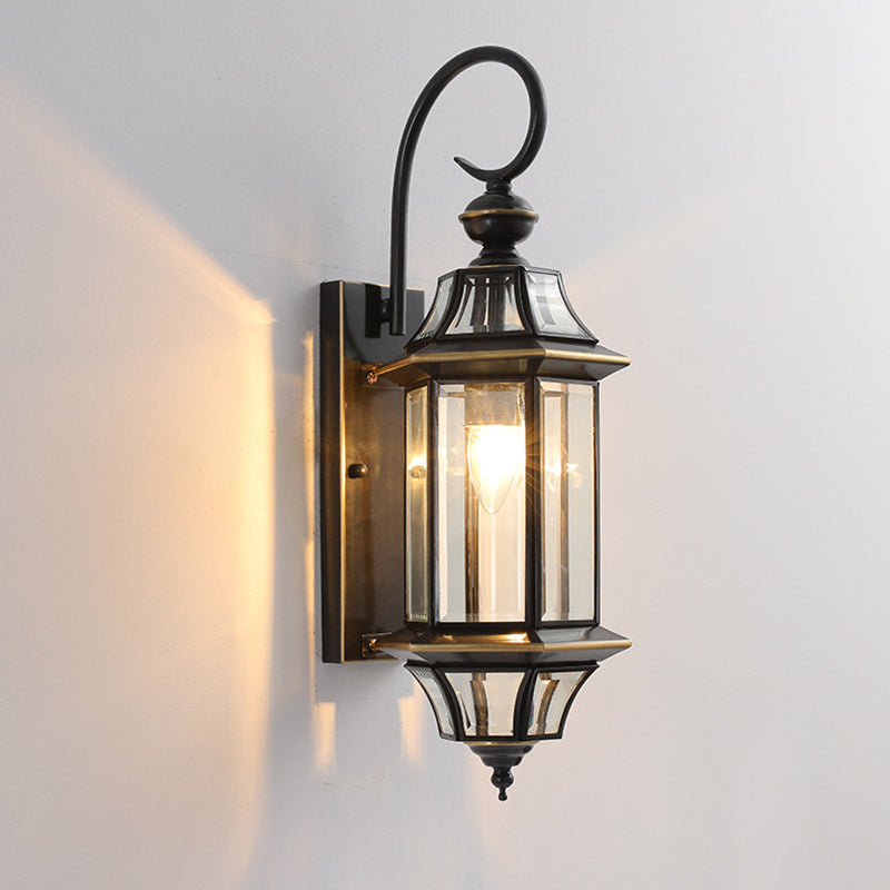 Traditionelle Vintage Runde Zylinder Glas Kupfer 1-Licht Wandleuchte Lampe Für Garten | Karnz