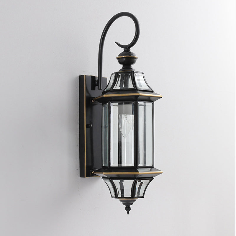 Traditionelle Vintage Runde Zylinder Glas Kupfer 1-Licht Wandleuchte Lampe Für Garten | Karnz