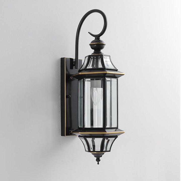 Traditionelle Vintage Runde Zylinder Glas Kupfer 1-Licht Wandleuchte Lampe Für Garten | Karnz