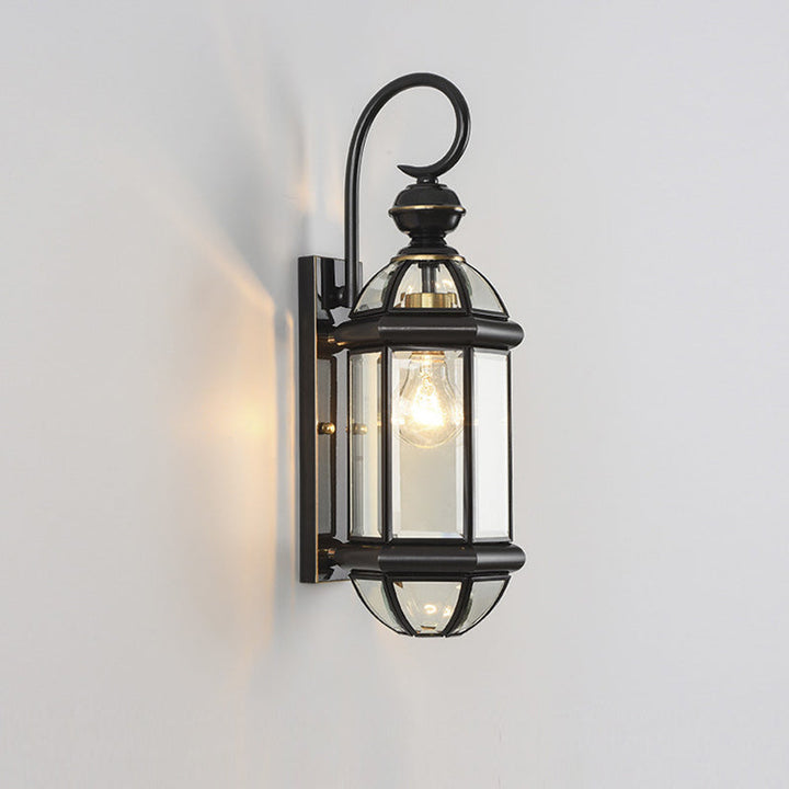 Traditionelle Vintage Runde Zylinder Glas Kupfer 1-Licht Wandleuchte Lampe Für Garten | Karnz