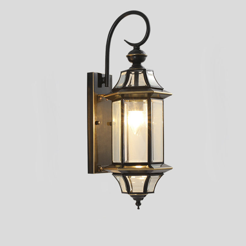 Traditionelle Vintage Runde Zylinder Glas Kupfer 1-Licht Wandleuchte Lampe Für Garten | Karnz