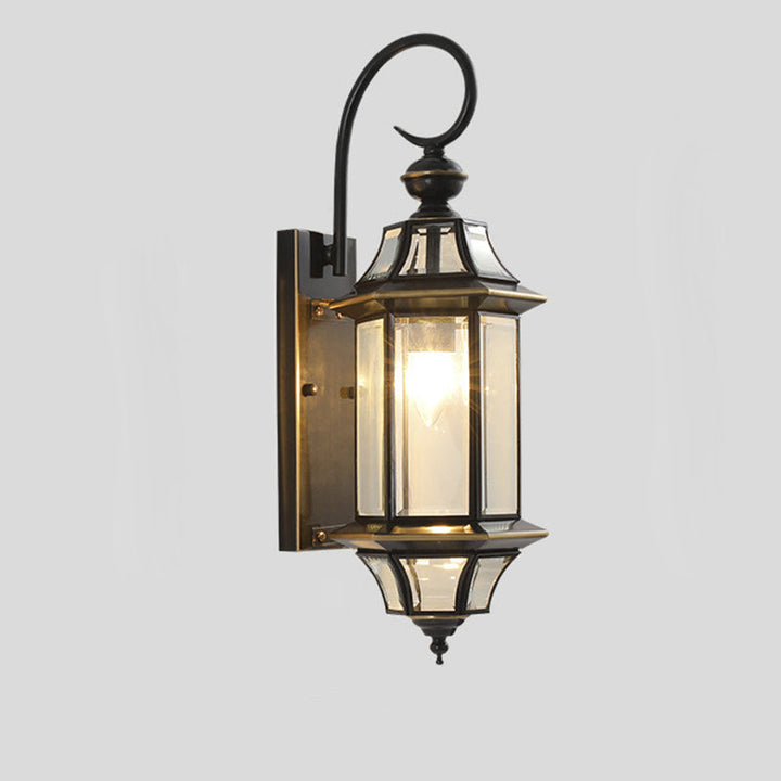 Traditionelle Vintage Runde Zylinder Glas Kupfer 1-Licht Wandleuchte Lampe Für Garten | Karnz