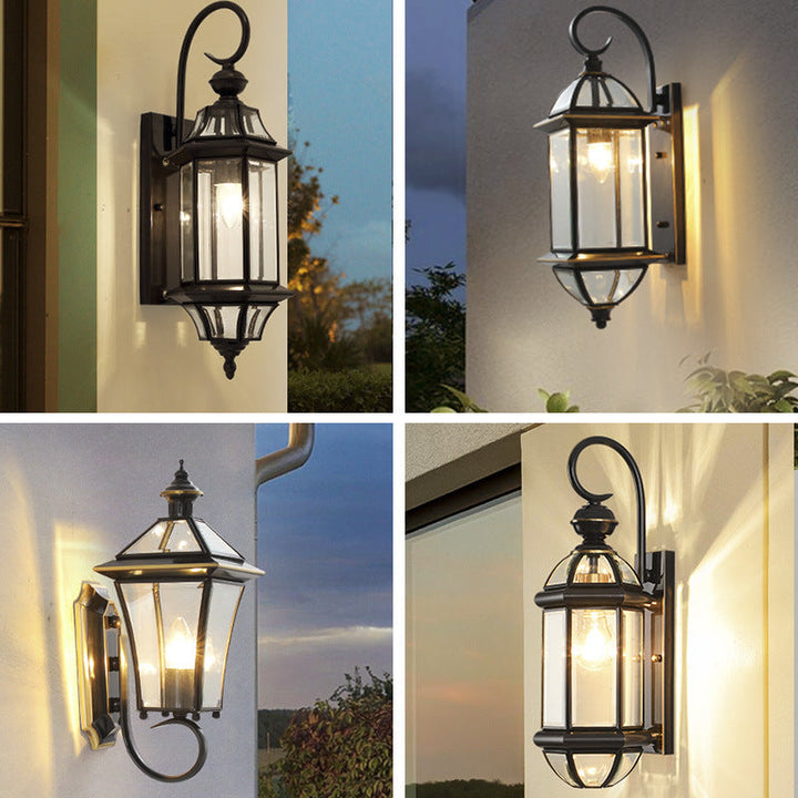Traditionelle Vintage Runde Zylinder Glas Kupfer 1-Licht Wandleuchte Lampe Für Garten | Karnz