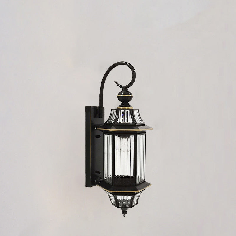 Traditionelle Vintage Runde Zylinder Glas Kupfer 1-Licht Wandleuchte Lampe Für Garten | Karnz