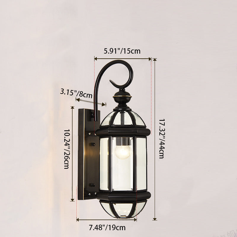 Traditionelle Vintage Runde Zylinder Glas Kupfer 1-Licht Wandleuchte Lampe Für Garten | Karnz