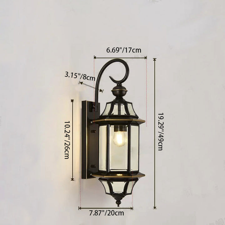 Traditionelle Vintage Runde Zylinder Glas Kupfer 1-Licht Wandleuchte Lampe Für Garten | Karnz