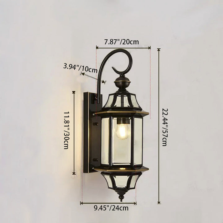 Traditionelle Vintage Runde Zylinder Glas Kupfer 1-Licht Wandleuchte Lampe Für Garten | Karnz