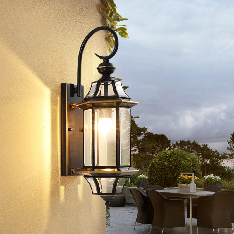 Traditionelle Vintage Runde Zylinder Glas Kupfer 1-Licht Wandleuchte Lampe Für Garten | Karnz