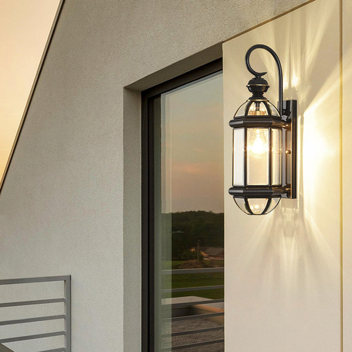 Traditionelle Vintage Runde Zylinder Glas Kupfer 1-Licht Wandleuchte Lampe Für Garten | Karnz