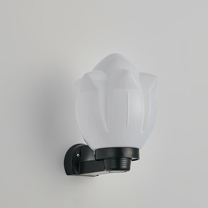 Moderne Schlichtheit Blumenform Quadratisch Zylinder Ball Acryl ABS Eisen 1-Licht Wandleuchte Lampe für Außenbereich Patio | Karnz
