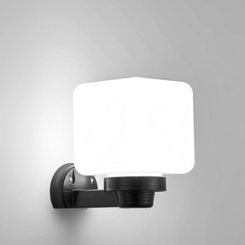 Moderne Schlichtheit Blumenform Quadratisch Zylinder Ball Acryl ABS Eisen 1-Licht Wandleuchte Lampe für Außenbereich Patio | Karnz