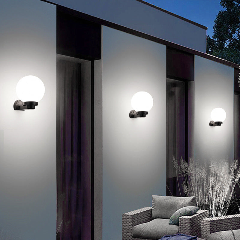 Moderne Schlichtheit Blumenform Quadratisch Zylinder Ball Acryl ABS Eisen 1-Licht Wandleuchte Lampe für Außenbereich Patio | Karnz